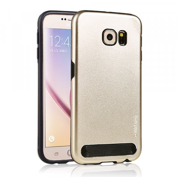 Wholesale Samsung Galaxy S6 Edge Aluminum Armor Hybrid Case (Champagne Gold)